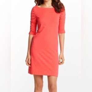 Lilly Pulitzer Kaleb Coral Ruched Sleeve Dress, small